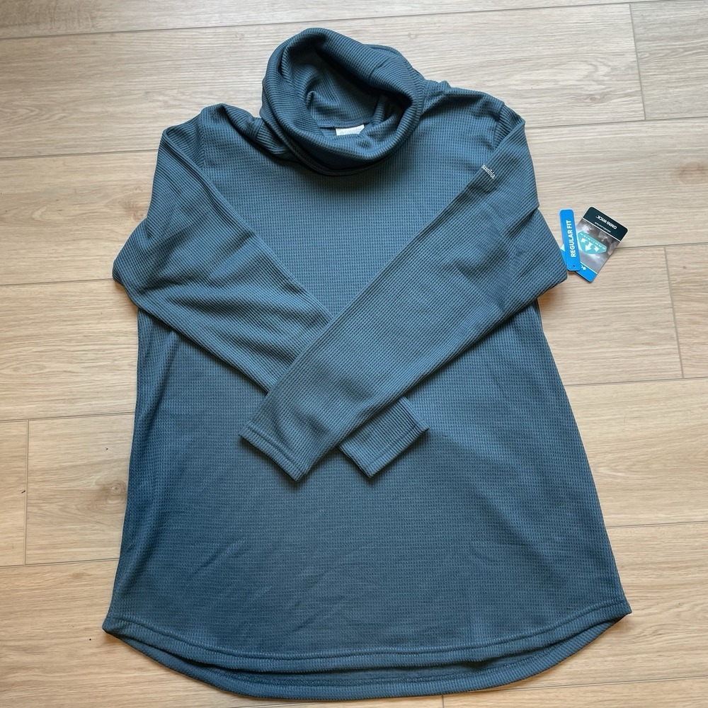NWT Columbia Holly Hideaway Waffle Cowl Neck Pullover Women's XL Teal Tunic